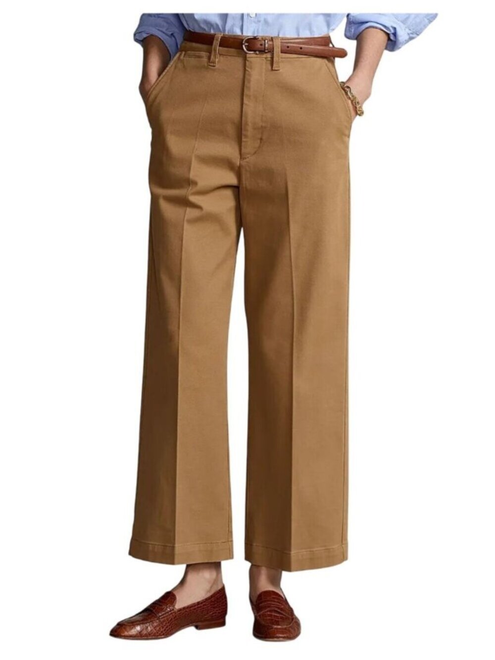 Polo Ralph Lauren Cropped or Petite Wide-Leg Pants Khaki Size 8/10 ?MSRP $198